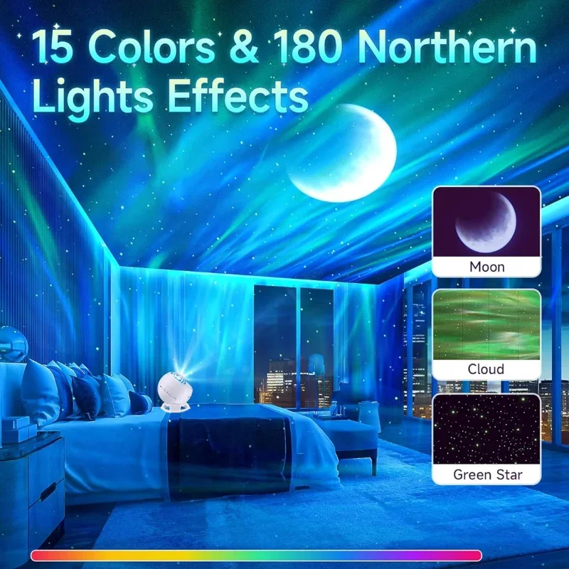 LED ノーザンライトテレコントロールプロジェクターオーロラ銀河投影ランプ星空子供部屋ムーンスタームーンランプ子供ギフト