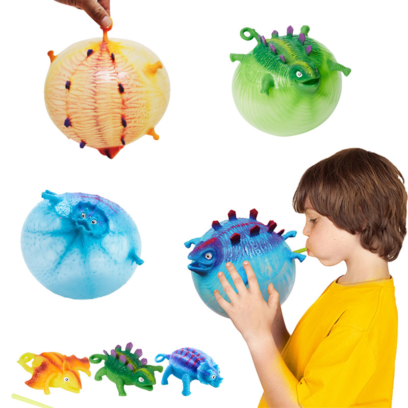 3 uds niños divertidos dinosaurios animales inflar bolas de ventilación juguete apretar bola suave globo Fidget fiesta deportes lindos juegos divertidos juguetes regalo