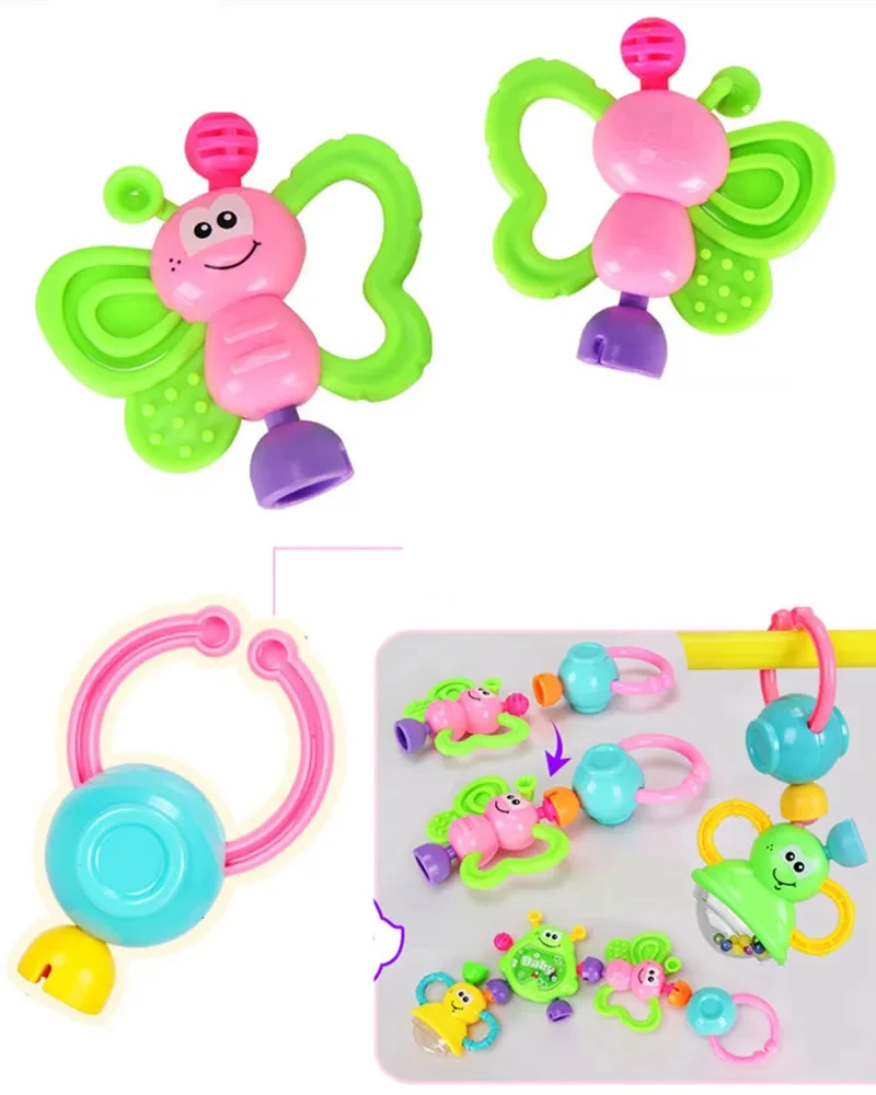 子供用の7つのガラガラのセット,感覚玩具,新生児用,0〜12か月の子供向けの開発,absゲーム