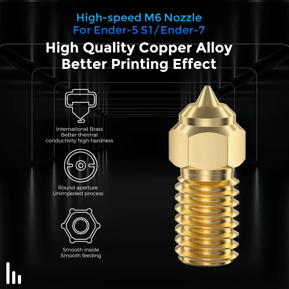 Creality Ender 3 V3 SE ノズル 0.4mm 5 個高速真鍮ノズルホットエンド押出機ノズル Ender 5 S1/M6/Ender 7 3D プリンタ用