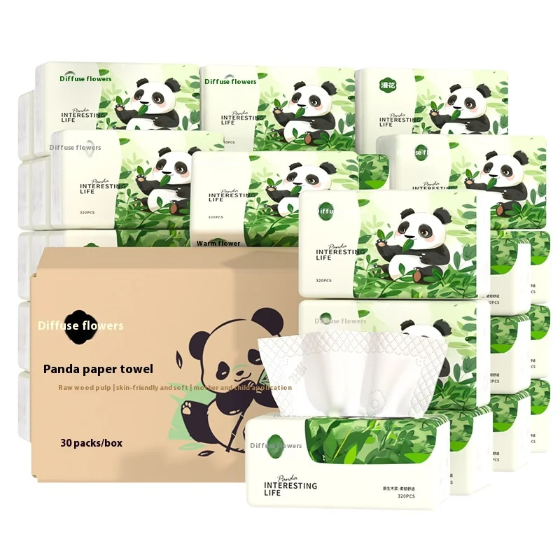10 Packs of Household Napkins 320 Sheets of Thickened Affordable Load Facial Tissue Paper Logs Clean and Soft Toilet Paper