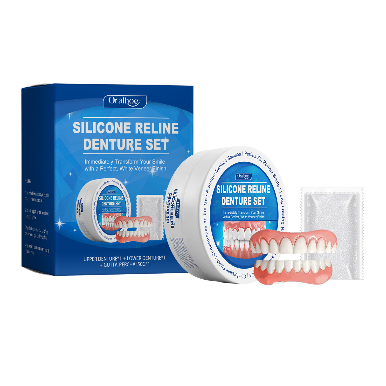 Juego de dentaduras postizas de silicona, 1 Uds., dentaduras postizas temporales que se ajustan a la cavidad bucal, sonrisa perfecta, herramienta para dientes falsos cómoda, soportes para dientes de simulación