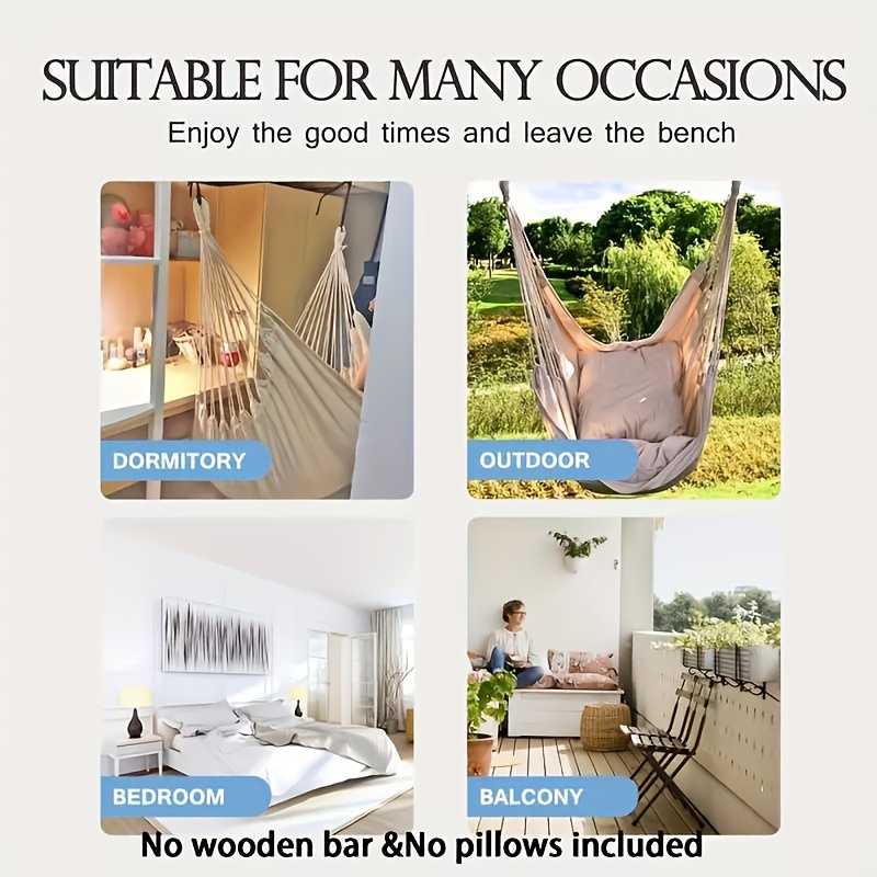 1pc Handwoven Hammock Chair Swing, Fabric Hanging Chair for Indoor and Outdoor Use Sturdy and Comfortable