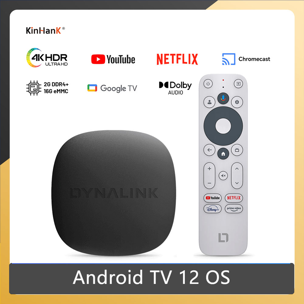 Kinhank Google TV 12.0 OS Box With Netflix 4K Ultra HD Certified Dolby Vision HDR10+ 2GDDR4 16G Streaming Media Device