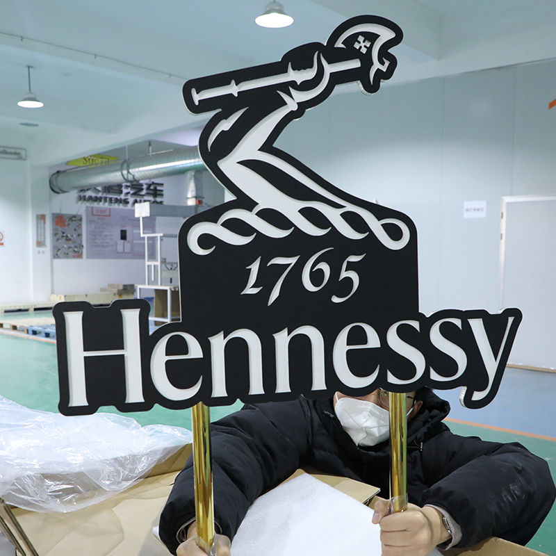 Benutzer definierte Logo Alkohol trinken Wein Lager regal Stiel ware Rack 1 Flasche Moderator Champagner Display Stand halter