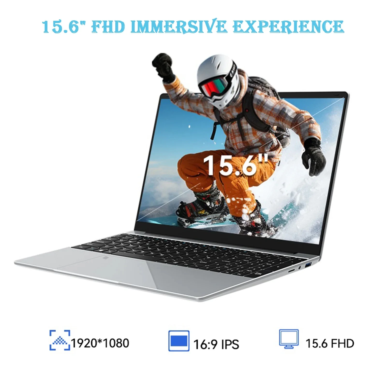 2025 LENO 15.6 "Laptop portátil 32GB RAM 2TB SSD Intel 6500Y Office Windows11 Notebook 5000mAh Gamer PC com impressão digital retroiluminada
