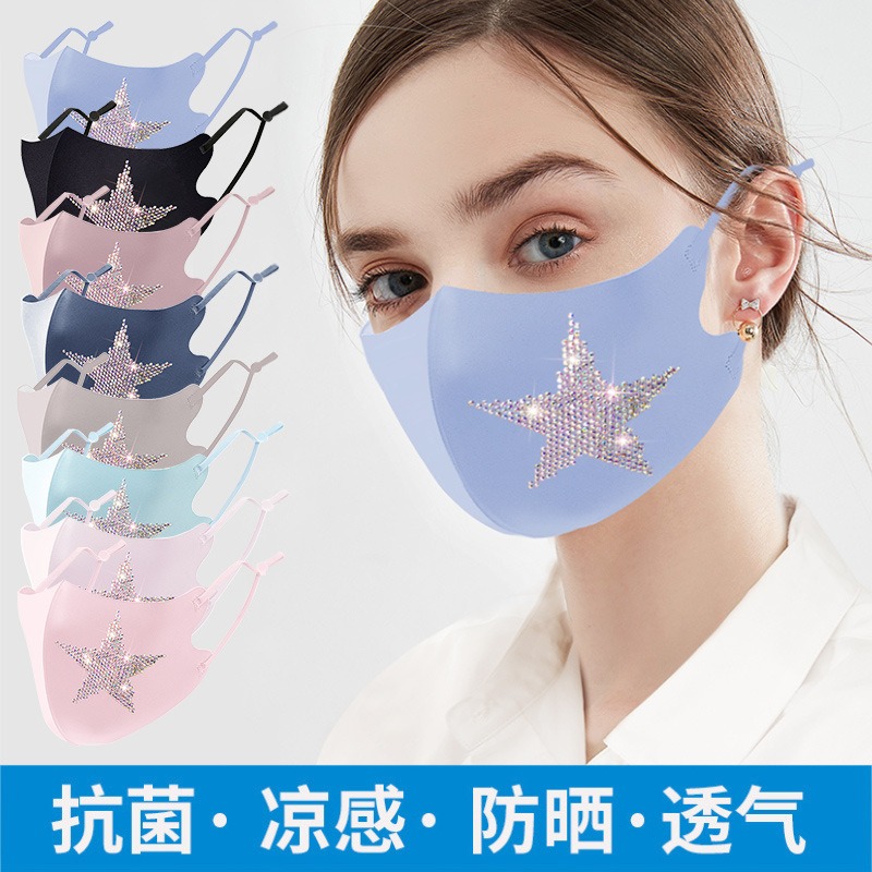 ローズラブウサギ女性マスクアイスシルクホット掘削ラインストーンフェイスファッショナブルな洗えるイースターマスクコスプレ Маска Для Лица