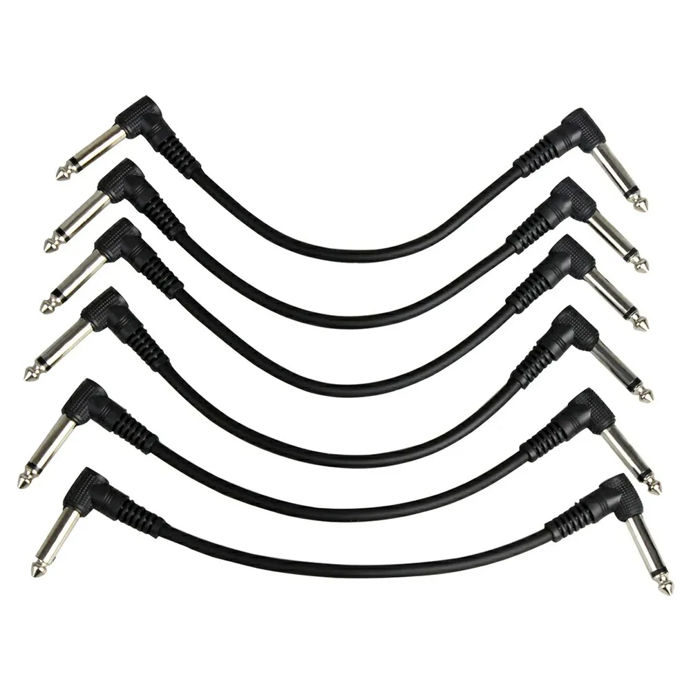 ​ ​ Câble de raccordement pour pédale d'effet guitare/basse, 1/6 pièces, TS 1/4 pouces, blindé à Angle droit, faible bruit, cordons d'instruments à noyau en cuivre béryllium ​ ​