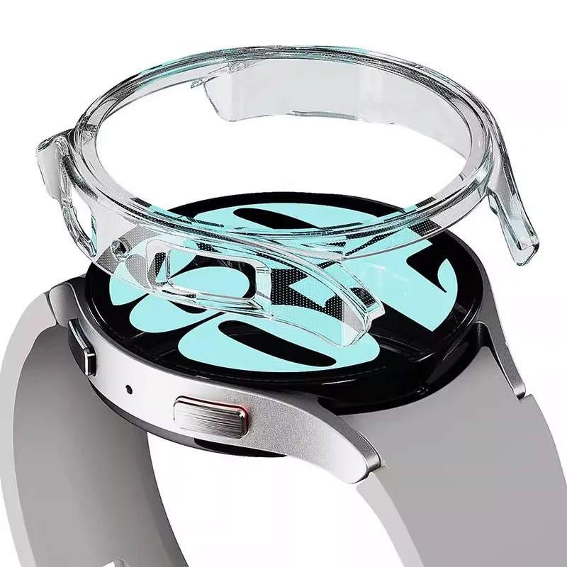 TPU-Hülle für Samsung Galaxy Watch 7-6-5-4-FE 40 mm 44 mm, vollständige Schutzhülle, Silikon-Stoßstange, Displayschutzfolie, Uhrenzubehör