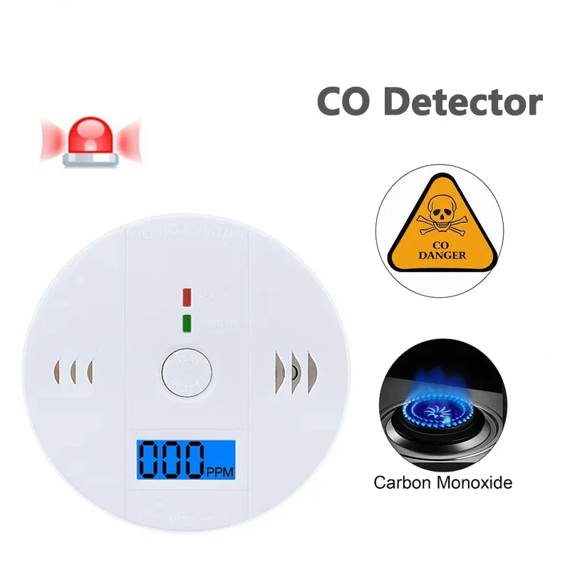 Detector de monóxido de carbono, sirena de sonido de 85dB con indicador LCD, Mini Detector de CO PPM, Sensor de alarma de advertencia, seguridad del hogar, 1 piezas