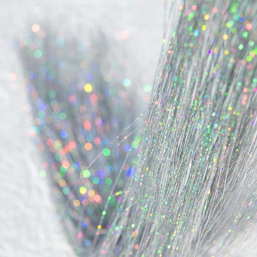 Extensões sintéticas do cabelo do ouropel, extensão do cabelo do brilho, espumante do ouro, fada, resistente ao calor, 22 ", 12 cores