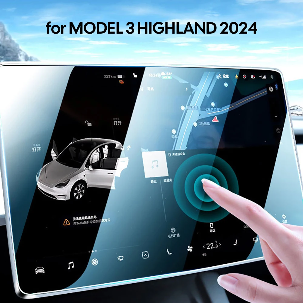 for New Tesla Model  Y LAUNCH 2025 3 Highland  2024 Tempered Glass Film Protector Rear Row Center Control Touch Screen