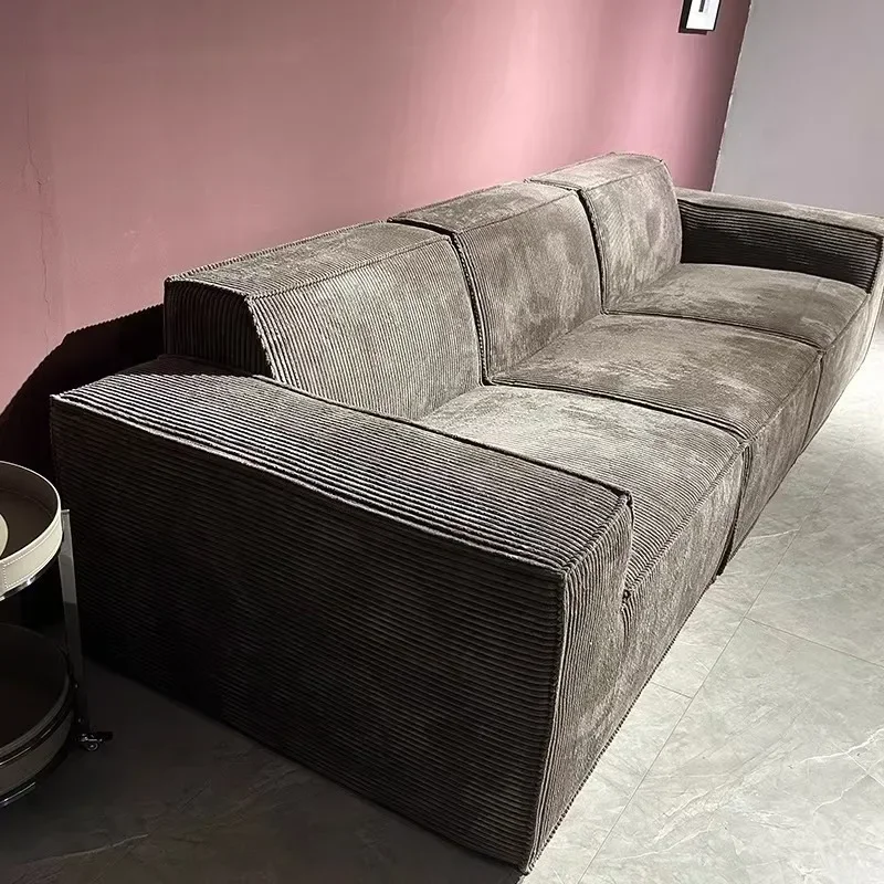 Compressed Sofa Fabric Vacuum Corduroy Tofu Block Sofa Combination Full Sponge Shaped Straight Sofa High Resilience Sponge