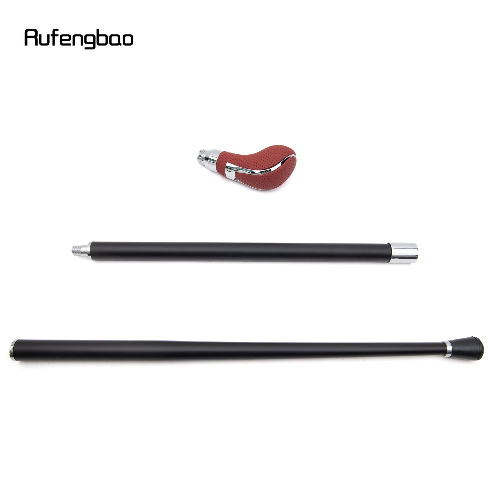 銀と赤の革の杖,装飾的な杖,紳士のコスプレ,エレガントなファッション,クローザー,92cm