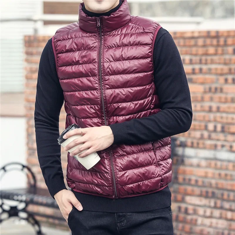 Herfst En Winter Heren Draagbare Eendendendons Tanktop Ultralicht Los Heren Winddicht Gewatteerd Tankvest