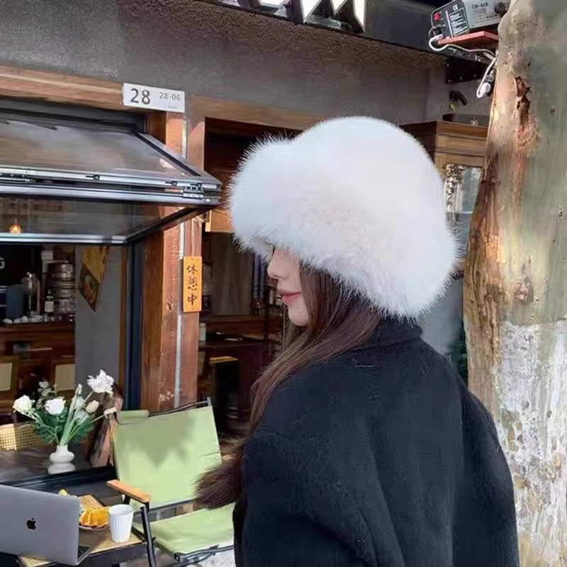 New Plush Mongolian Hat Imitating Mink Fur, Thickened and Warm Basin Hat, Windproof and Cold Proof in Autumn and Winter