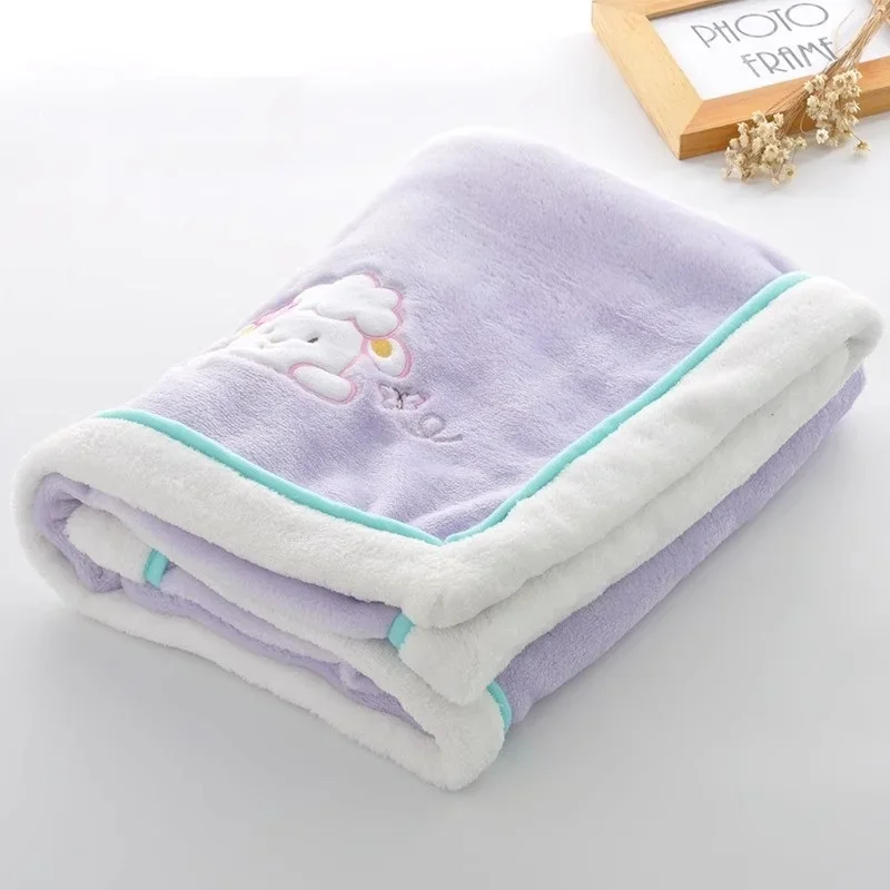 아기 담요 신생아 만화 자수 플란넬 아기 담요 어린이 소년 소녀 Swaddle Wrap 유아 유모차 커버 담요