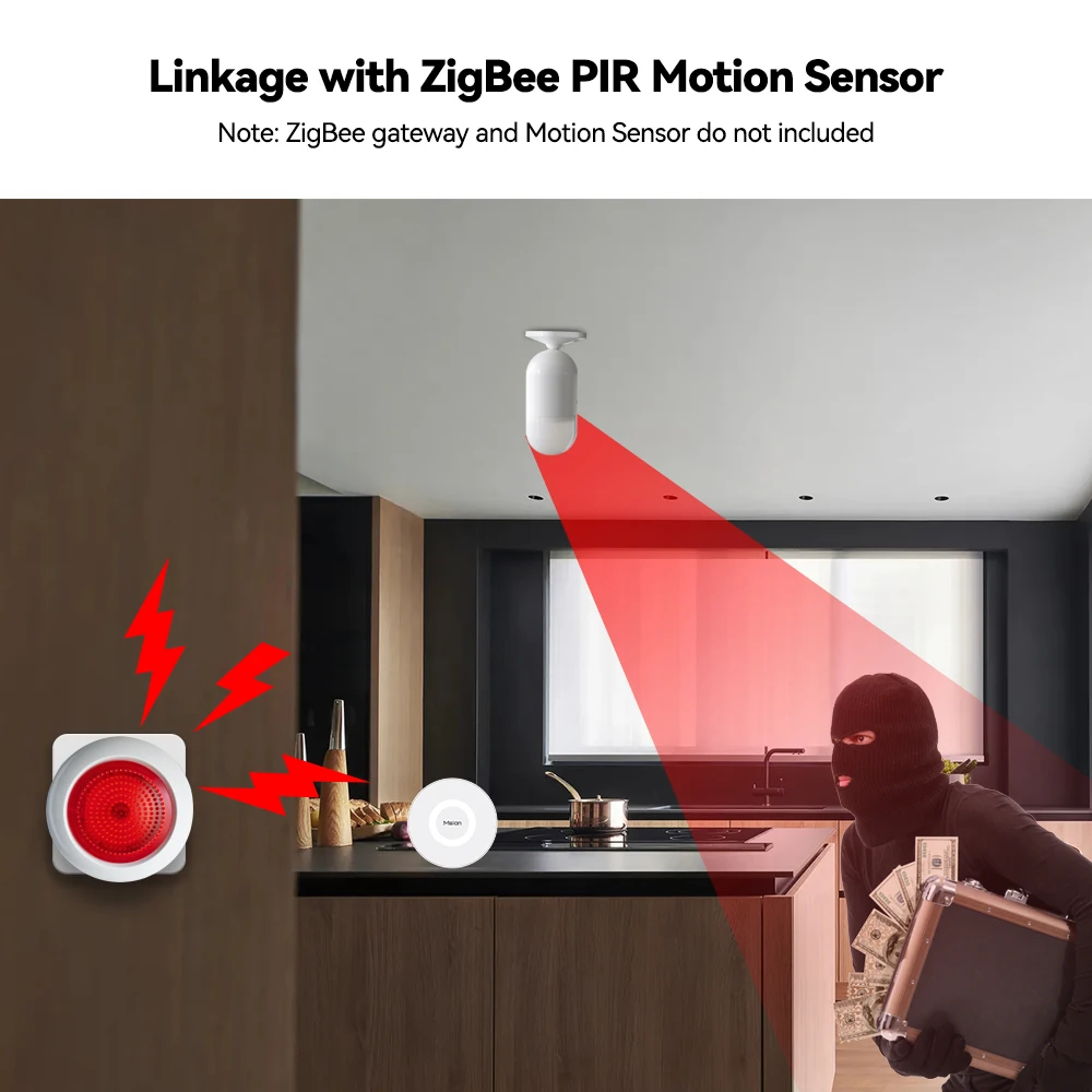IAlarm Tuya Zigbee3.0 Thông Minh Âm Thanh Flash Cắm Chơi Không Dây Lớn Tiếng Còi Hú Còi Liên Kết Hệ Thống Báo Động