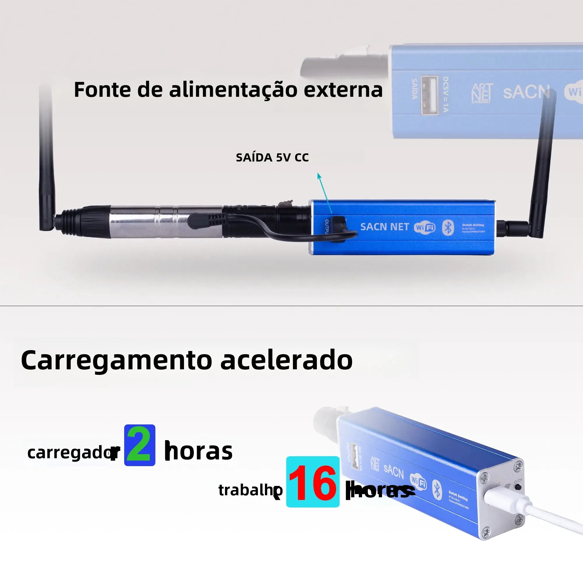 Controlador DMX sem fio 2.4G atualizado Pknight Easynode AZUL com interface dupla WiFi e Bluetooth Artnet e transceptor sACN