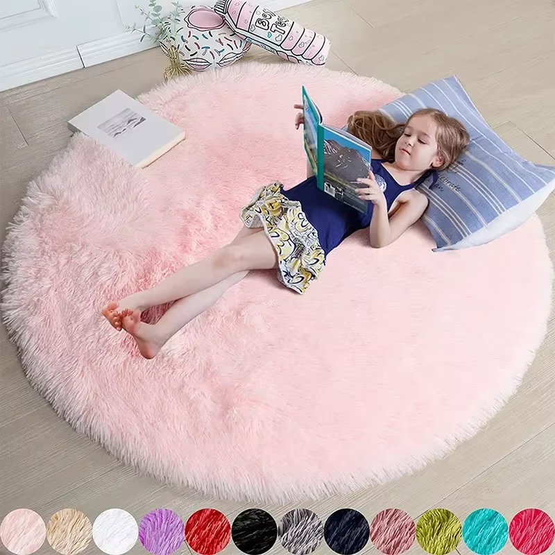 VIKAMA Tappeto rotondo peloso ultra morbido Tappeto bianco soffice Soggiorno Decorazioni per la casa Camera da letto Camera dei bambini Salone Tappeto in pile spesso