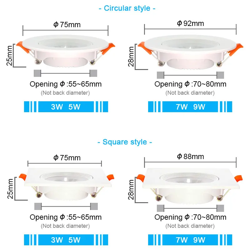 Lámpara LED de techo con ángulo ajustable, focos giratorios, iluminación interior, color blanco, 5W, 7W, 9W, 12W, 3W, AC220V, 110V, 10 piezas