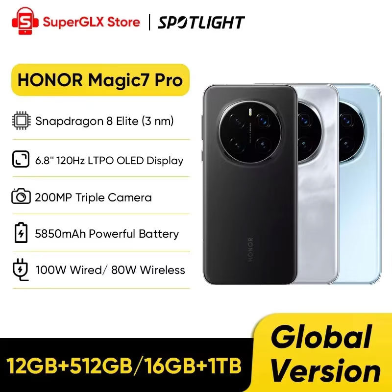 2025 New HONOR Magic7 Pro Global Version 5G Smartphone Magic 7 Pro Snapdragon 8 Elite 6.8'' 120Hz OLED Display 100W Fast Charge