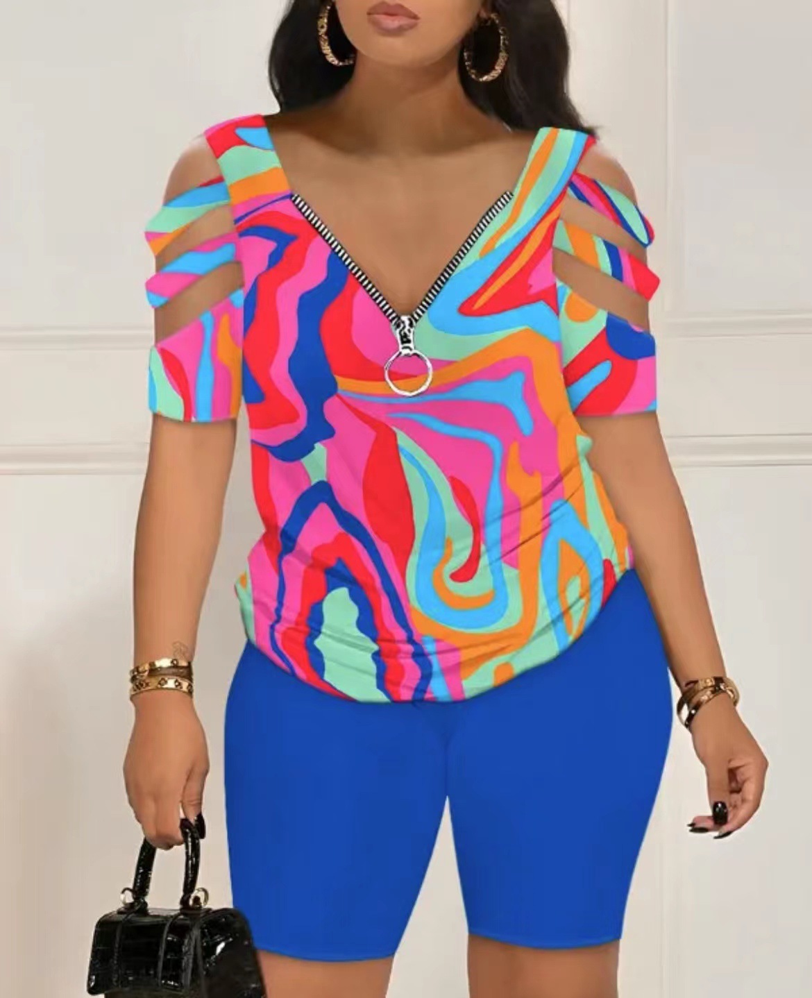 女性のためのセクシーなTシャツとショーツ,カジュアルなルーズフィットの服,ファッショナブル,2ピースセット,2022