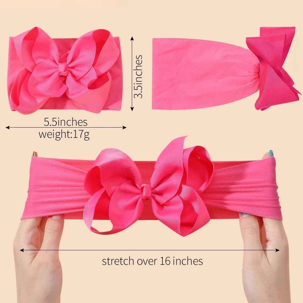 1PC ขนาดใหญ่ริบบิ้นโบว์สําหรับเด็กทารกไนลอนกว้าง Turban ทารกแรกเกิด Bow Headwrap ของขวัญ Super Soft Babe อุปกรณ์เสริมผม