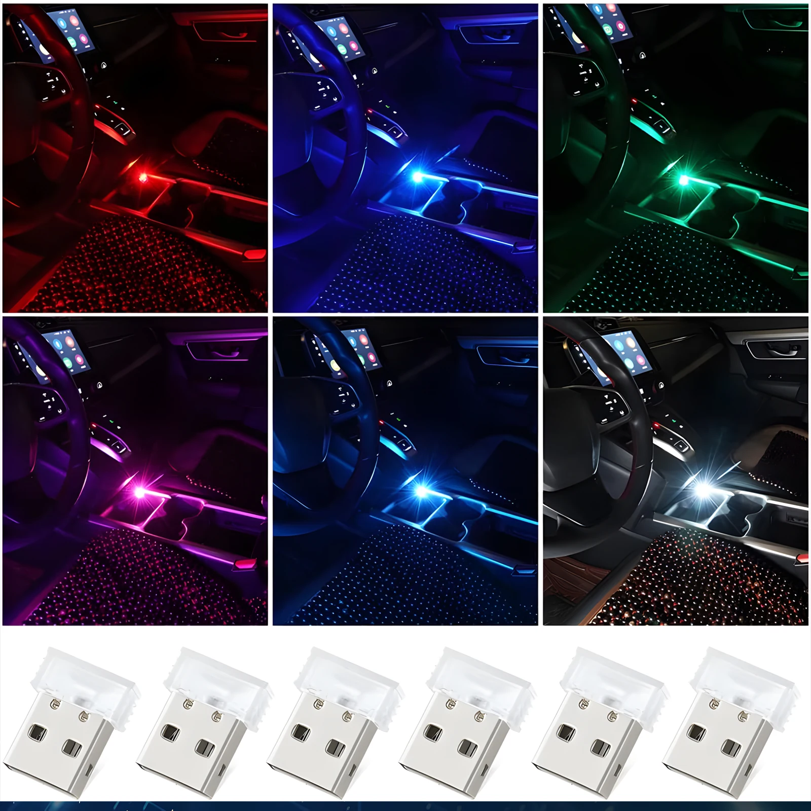 Mini USB Luce per auto Luce d'atmosfera USB portatile universale DC 5V USB LED Kit di illuminazione per interni auto per laptop Notte Home Office