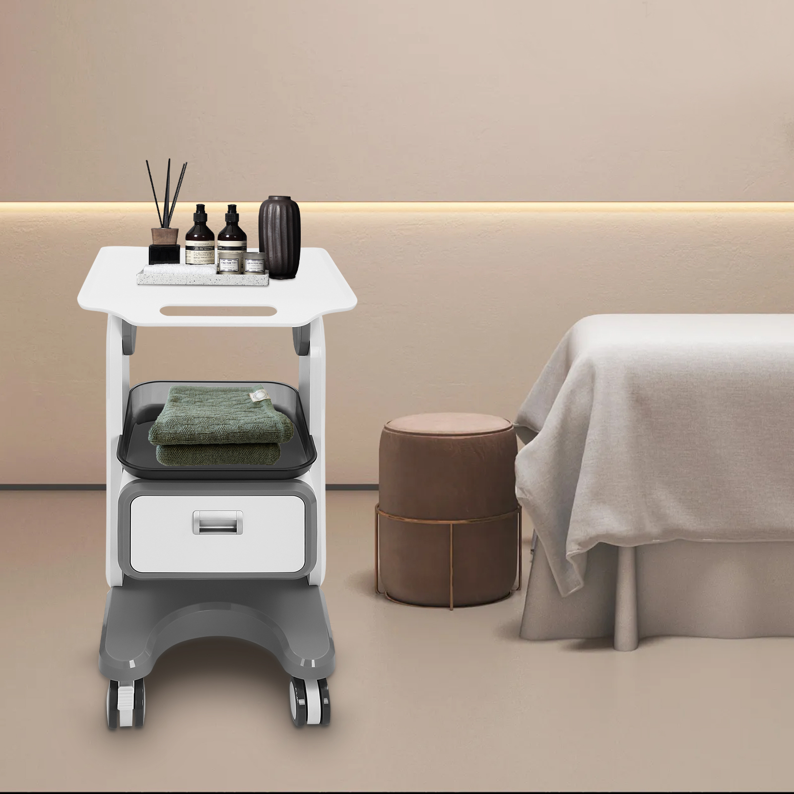 Schönheitsinstrumentenwagen Tragbarer medizinischer Wagen mit Schubladen, Kosmetikwagen, Salonwagen, Schönheitssalonwagen mit Rädern