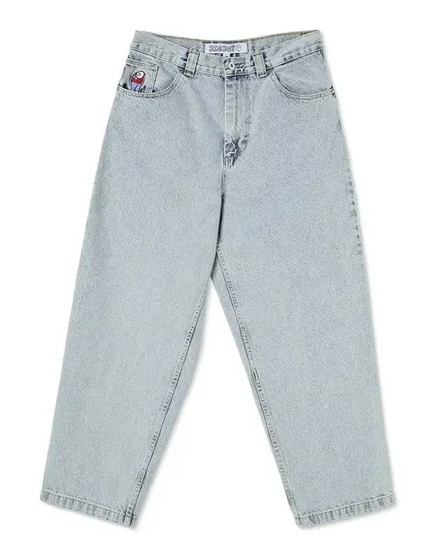 Polar Big Boy Blue Baggy Jeans Embroidery Jeans Y2K Pants Streetwear Gothic Cartoon Retro Punk Rock High Waist Wide Trouser