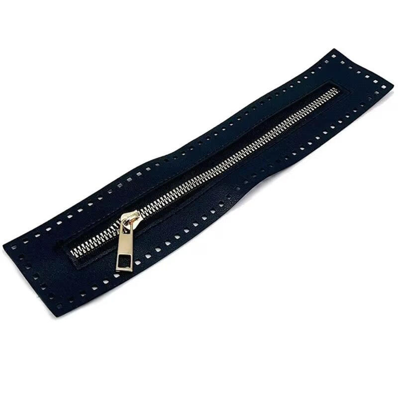 Cremallera de cuero de 27cm de largo, útil para bolso de ganchillo, Hardware, cremallera sólida, accesorio de costura, bolso útil, cremallera de cuero práctica