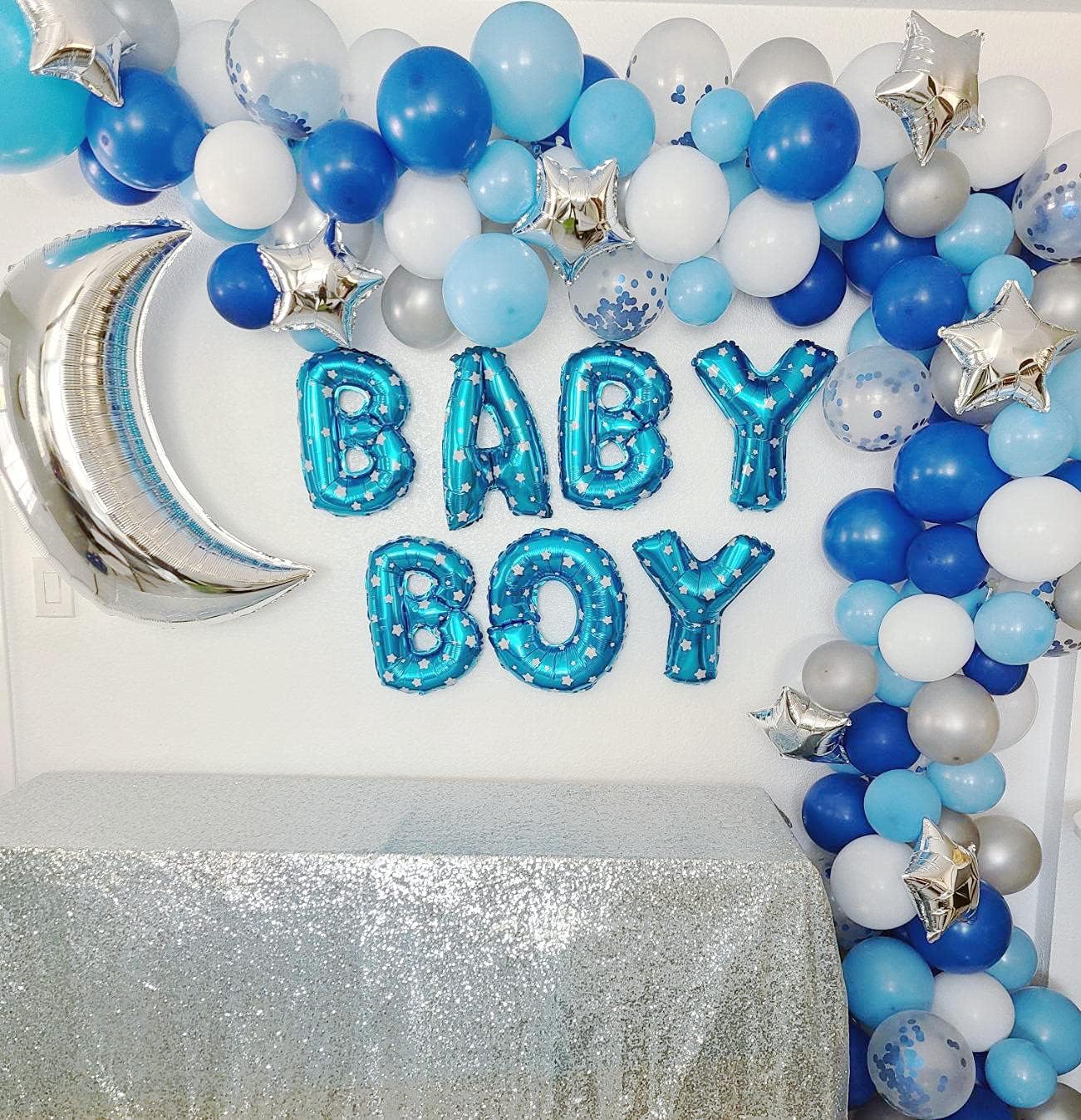 40 Pcs Blue Set Agate Marble Balloons Blue Confetti Balloon Wedding Valentine's Day Baby Shower Birthday Party Decorations