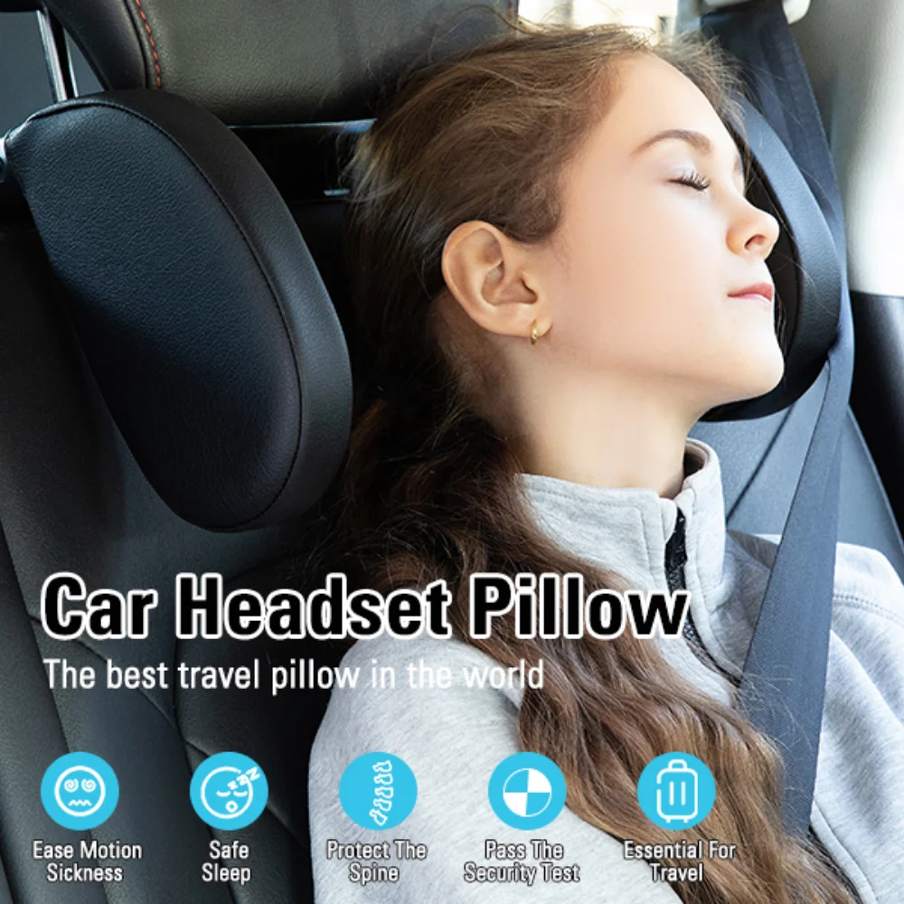 CAER หมอนรองศีรษะรถยนต์ 360 °   ปรับ Sleeping HEAD คอสนับสนุน PU U-Shaped Travel Seat REST หมอนเบาะสําหรับเด็กผู้ใหญ่