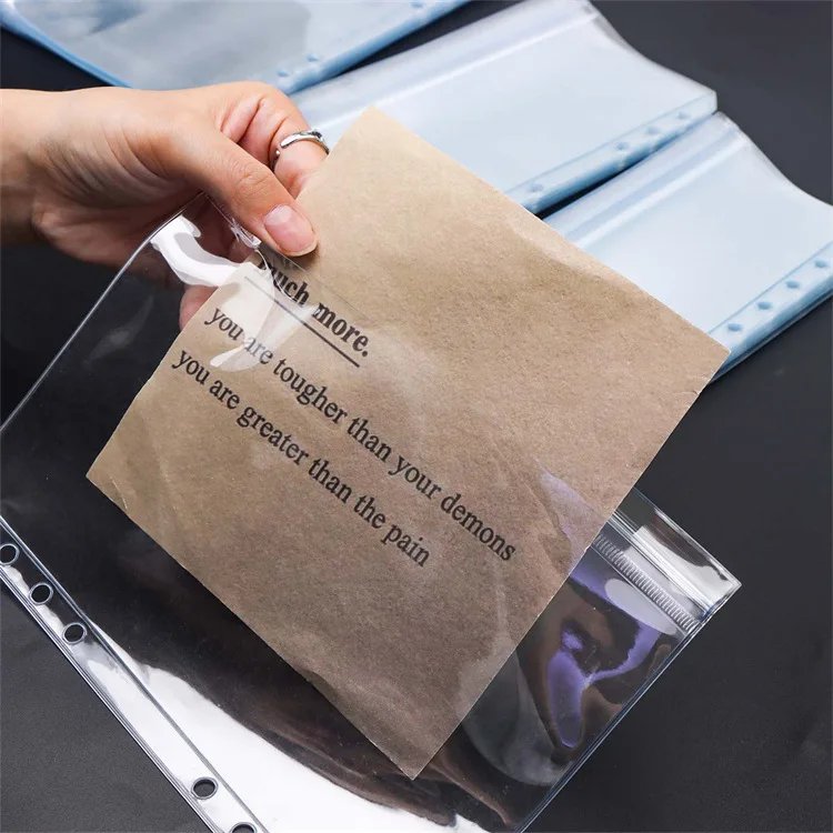 A5A6A7 Transparent PVC Double Sided 1 Flat Pull 1 Outer Opening Loose Leaf Bag Notebook  Document Filing Bag