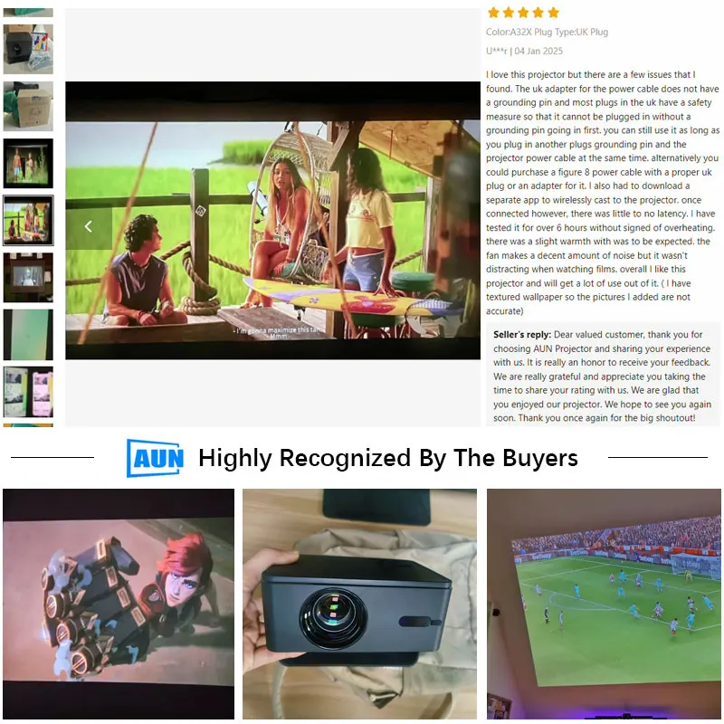 Proyector AUN A32 cine en casa portátil 1280*720P videoproyector MINI teatro WIFI espejo Android IOS SmartPhone 1080P 4K película