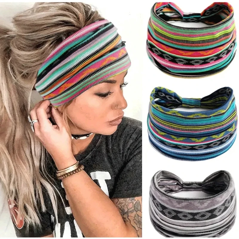 SIMPLEJEWEL 1 peça lenço elástico estilo boêmio feminino moda respirável algodão aba larga acessórios para cabelo