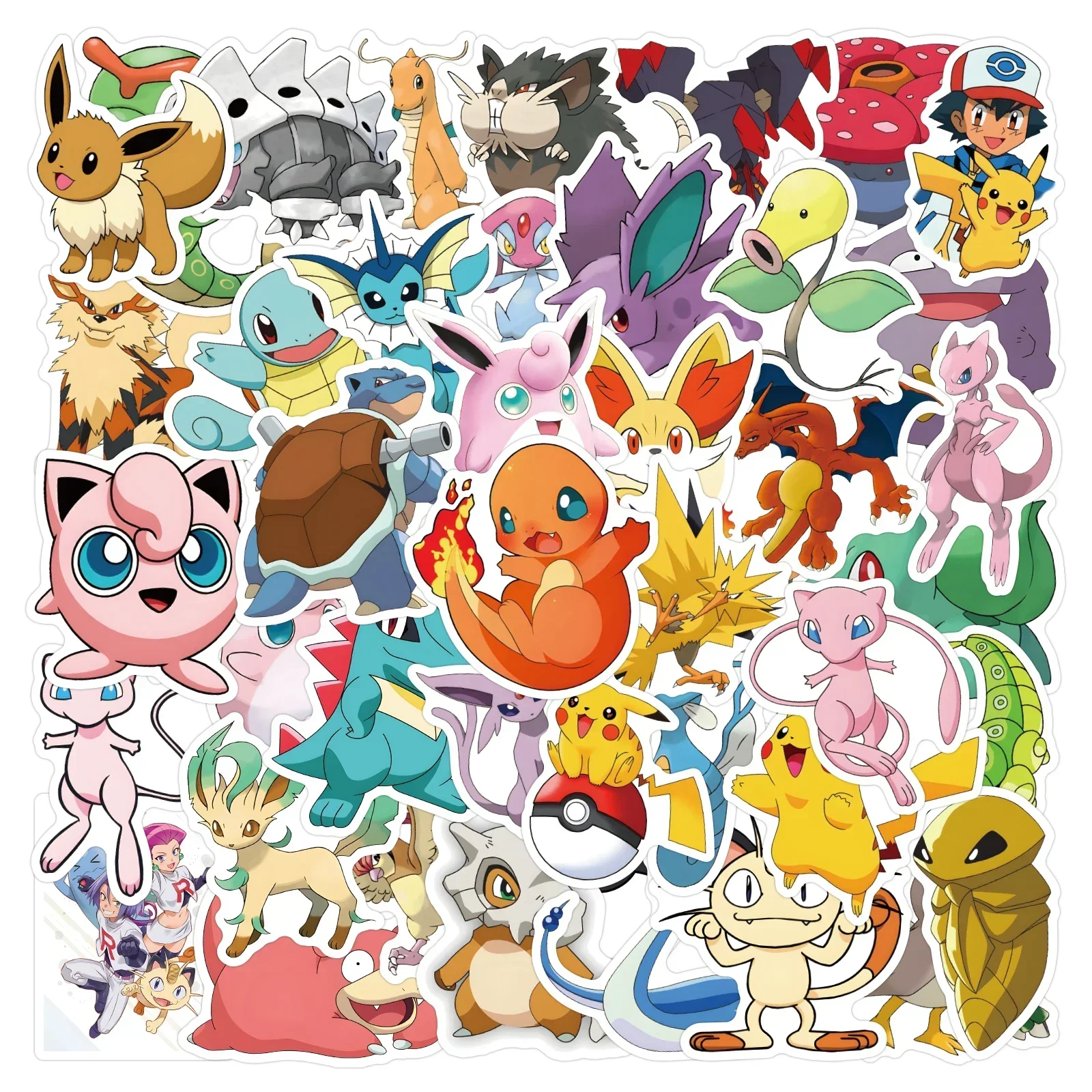 Pegatinas Kawaii de Pokémon, calcomanías de grafiti de Pikachu, monopatín, bicicleta, guitarra, portátil, pegatinas impermeables de Anime, regalo para niños
