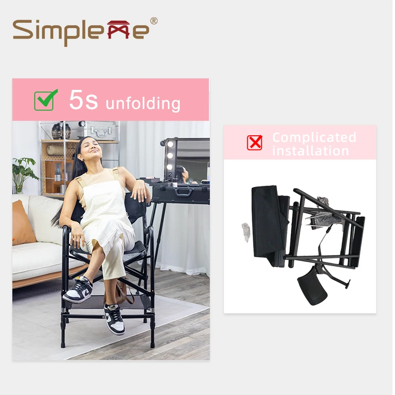 Silla de artista de maquillaje Lightwehti ajustable de 4,5 kg Simpleme
