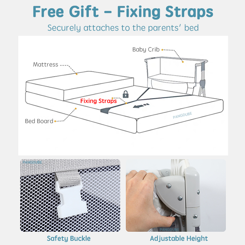 Pangdubbe เตียงเด็กอเนกประสงค์อายุ0ถึง3ปีเตียงสำหรับเด็กแรกเกิด104*76ซม. เปลพร้อมโต๊ะเปลเด็กเตียงนอนร่วม