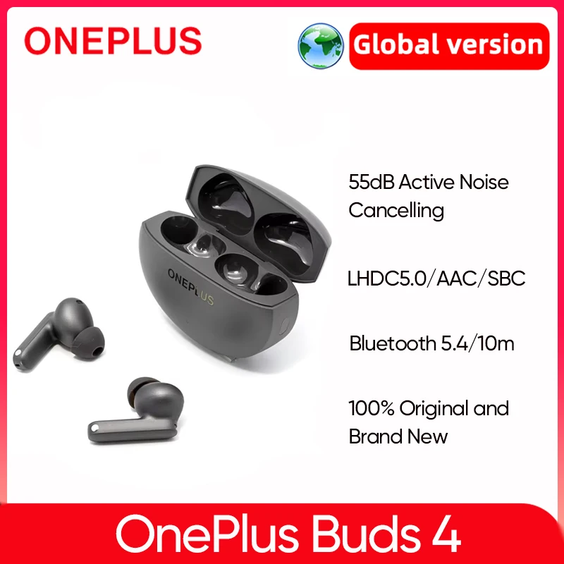Глобальная версия наушников OnePlus Buds 4, 55 дБ ANC, Bluetooth 5,4, настоящие беспроводные наушники, время воспроизведения до 45 часов, IP55