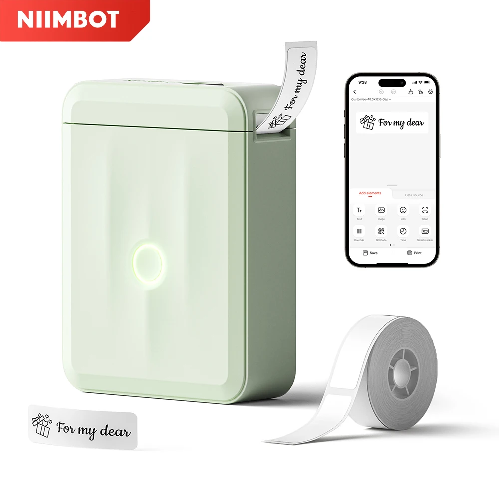 Niimbot D110 Mini-Handheld-Thermo-Etikettendrucker, kabellose Aufklebermaschine, tintenlose Tasche mit Etikettenaufkleber für das Home Office