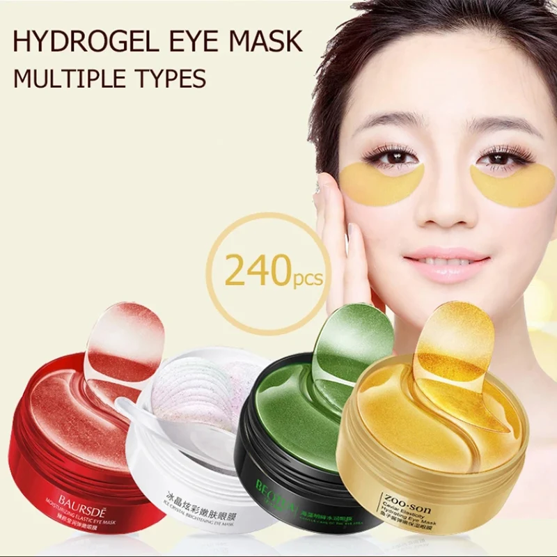 240Pcs = 120 Cặp Miếng Dán Mắt Hyaluron Acid & Vàng & Rong Biển & Ngọc Trai Đen Chống Nhăn Quầng Thâm pha Lê Collagen Gel Mặt Nạ Mắt