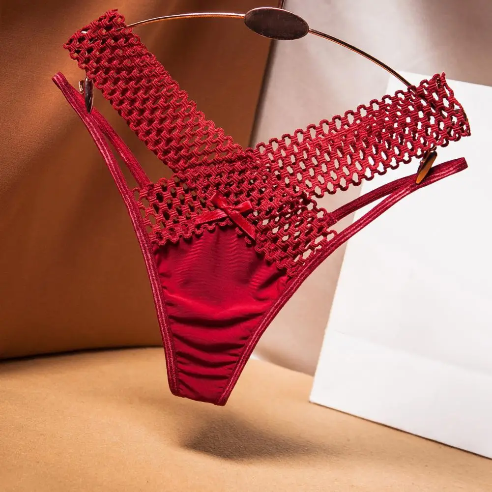 Calzoncillos de señora ahuecados elástico tira fina estilo francés señoras Sling Tanga Color sólido mujeres G-string calzoncillos diarios