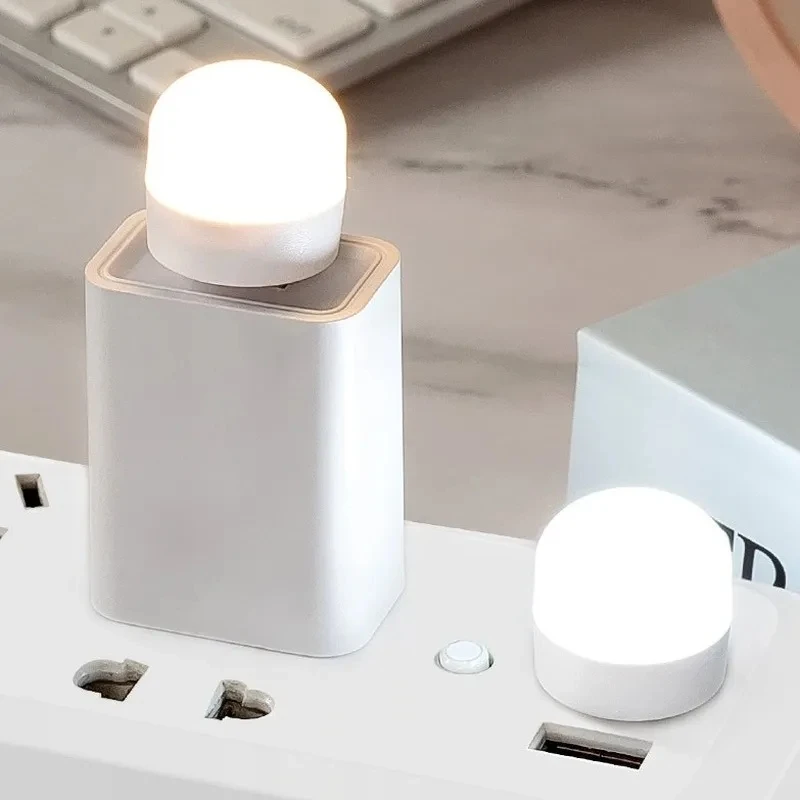 50/1PCS USB Night Light Mini LED Night Light USB Plug Lamp Power Bank Charging USB Book Lights Round Reading Eye Protection Lamp