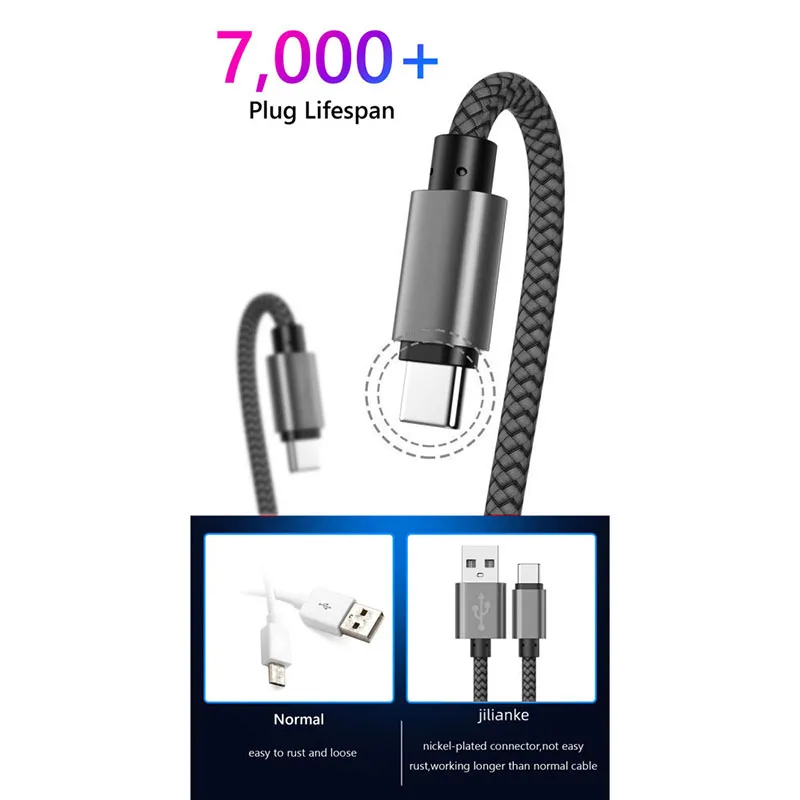 ナイロンデータケーブル急速充電器 USB A にタイプ C 充電ケーブル Huawei 社サムスン Android 電話 TypeC 充電デバイス 1 メートル 2 メートル 3 メートル