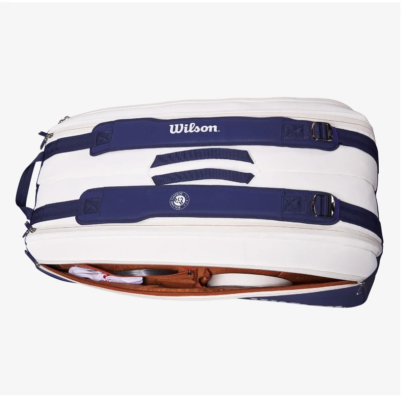 Wilson Roland Garros 9-Pack กระเป๋าเทนนิส 3 ช่อง French Open Super Tournament กระเป๋าไม้เทนนิสขนาดใหญ่พร้อมฉนวนกันความร้อน