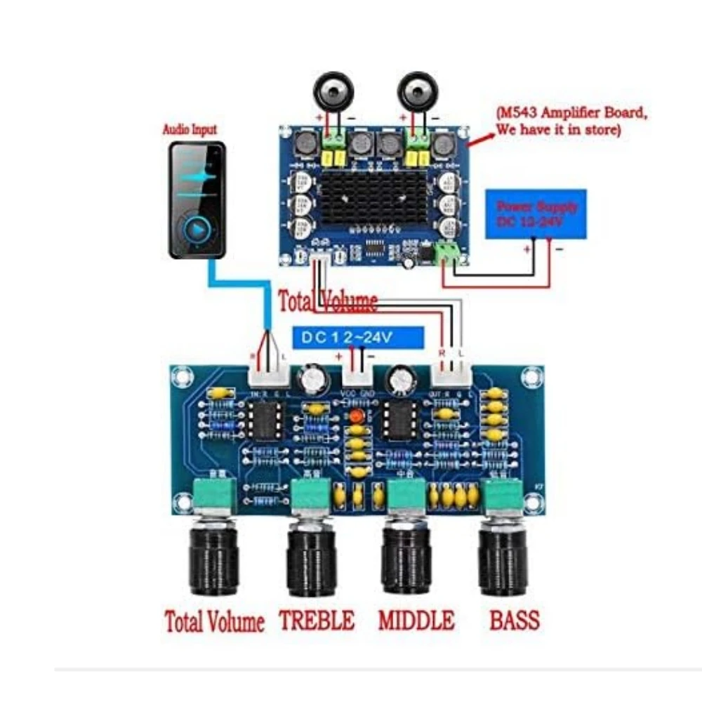 XH-A901 Power Amplifier Board Supporting Tone Board DC Tone Board High and Low Sound Adjustment Audio Preamplifier