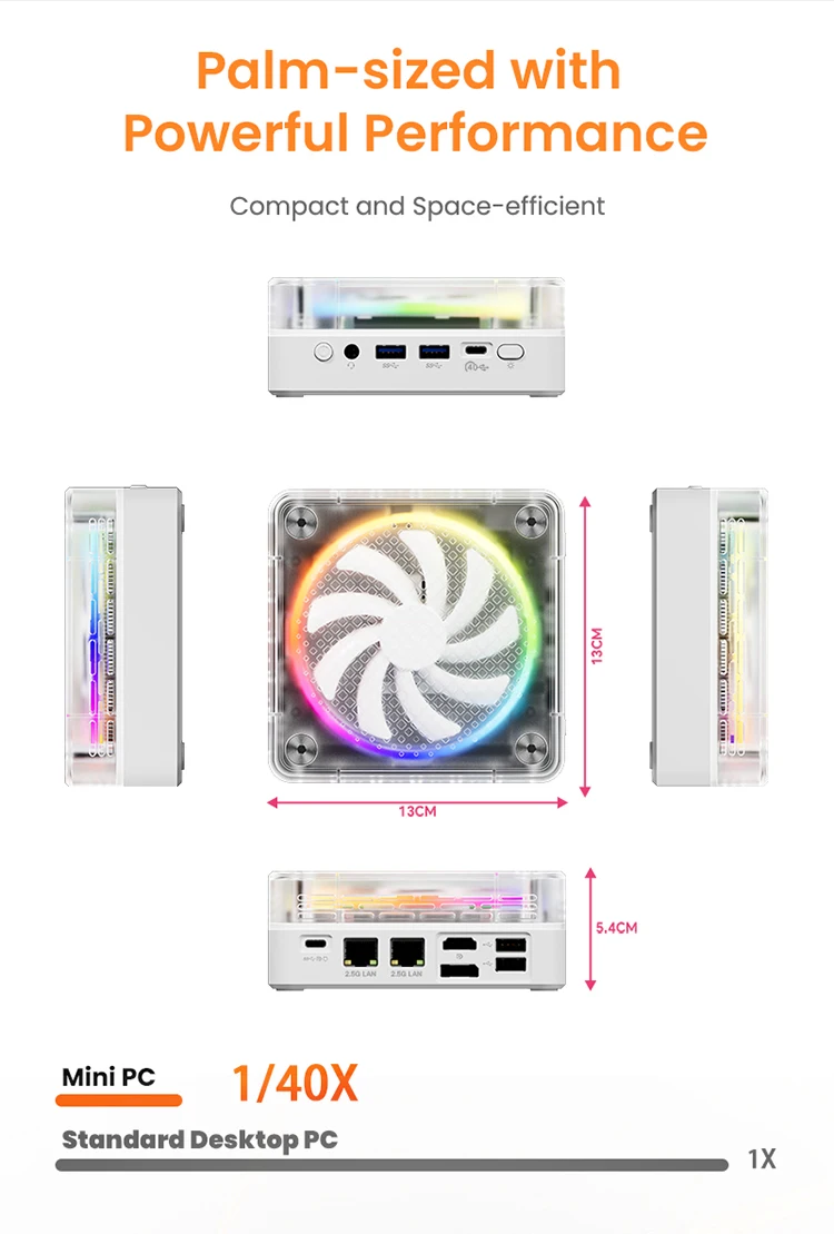 Gaming Mini PC Win 11 Pro AMD Ryzen7 7840HS Mini Computer 16/32GB DDR5 512GB/1TB PCIe M.2 SSD WiFi 6 BT5.2 Small DesktopComputer