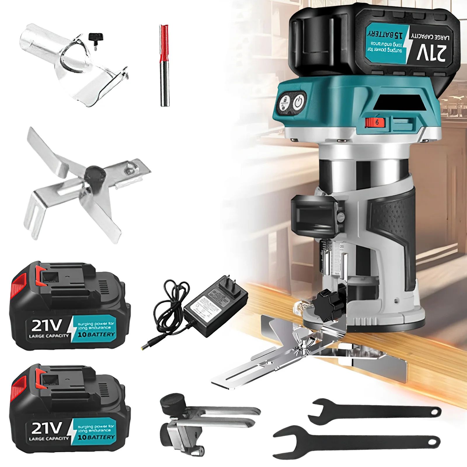 Borstelloze Hout Router Hout Trimmer Machine 6Speed Elektrische Hand Houtbewerking Graveren Steken Power Tool voor Makita 18V batterij